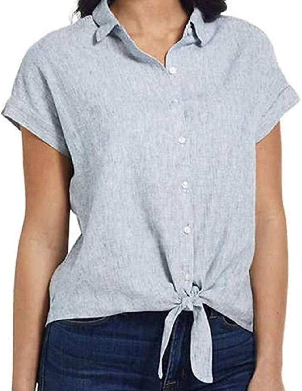 NEW WEATHERPROOF women's side tie front top in blue